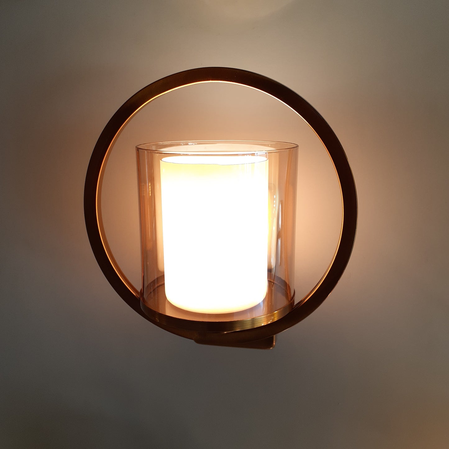 Circled Brass Glass Modern Walllight