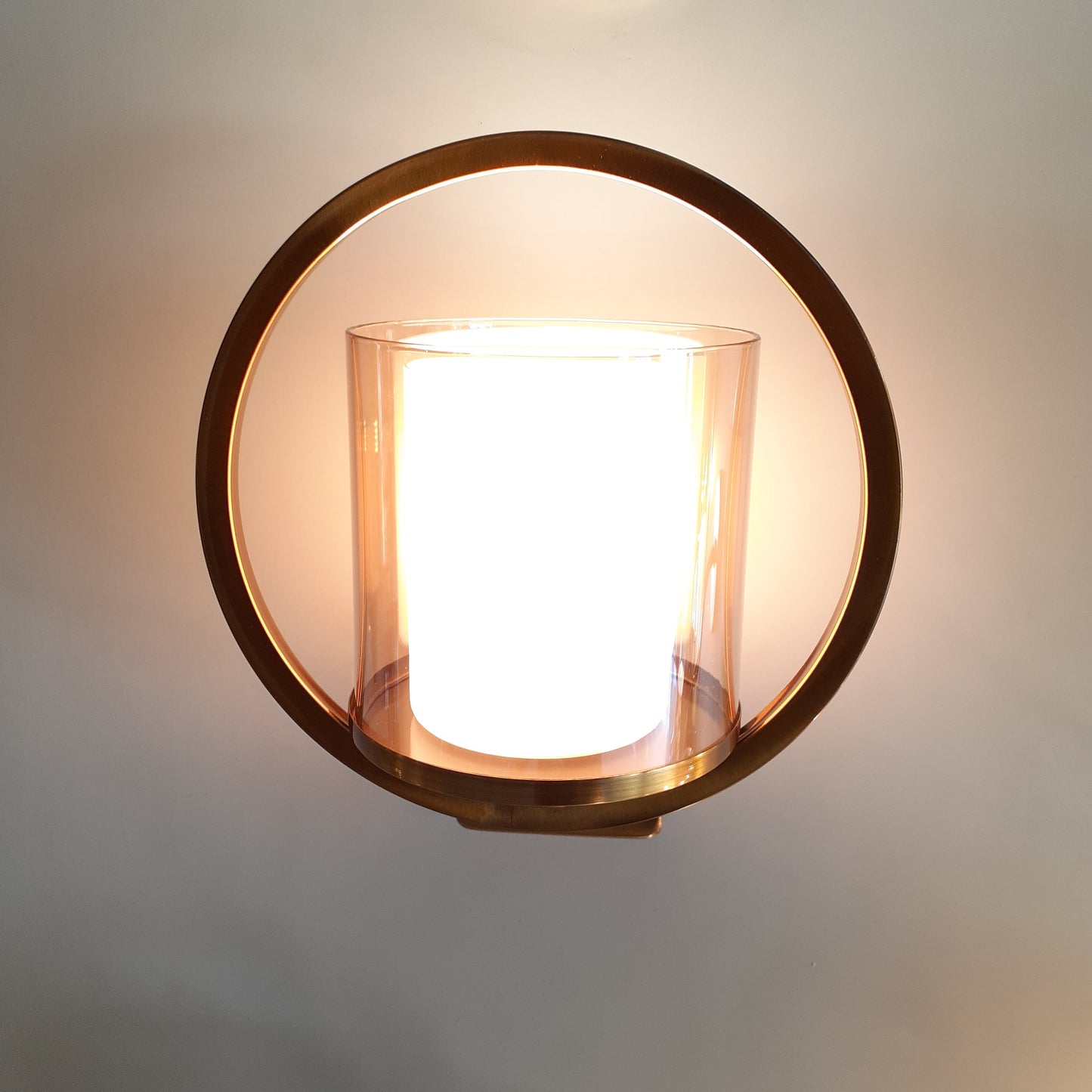 Circled Brass Glass Modern Walllight