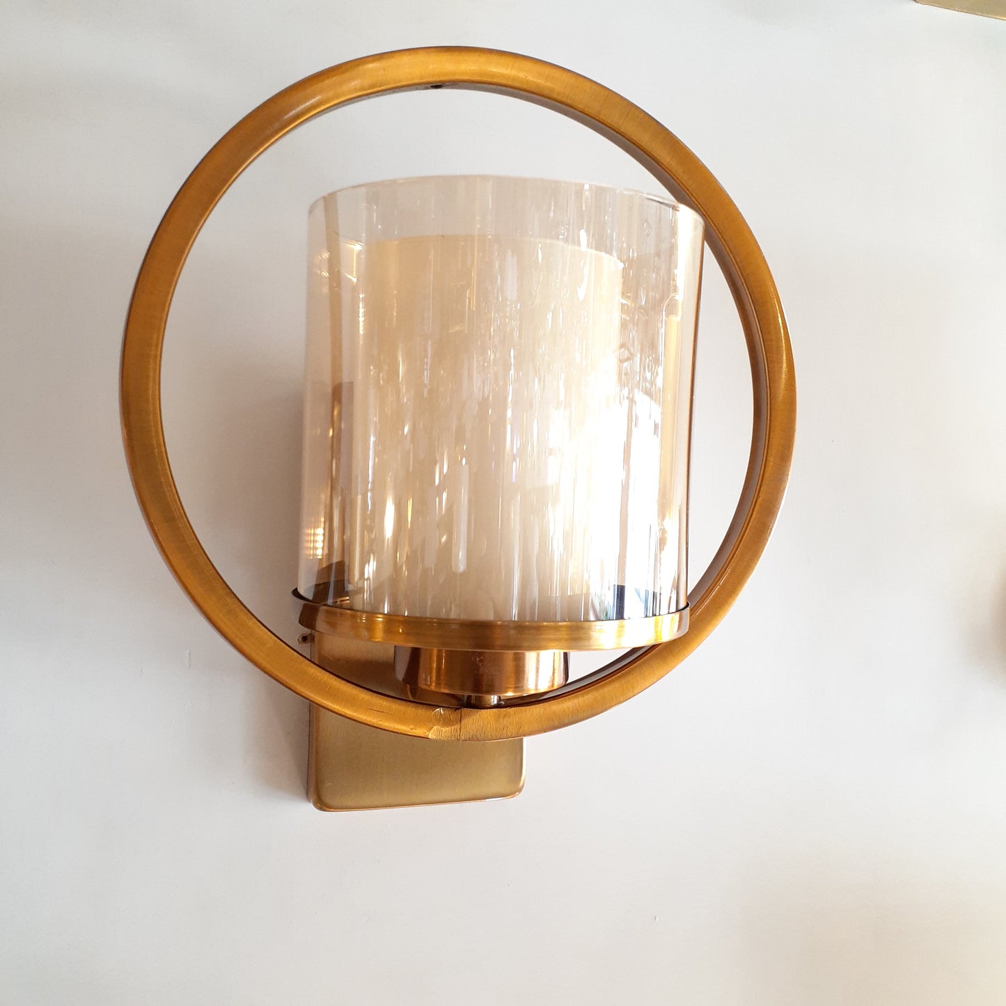 Circled Brass Glass Modern Walllight