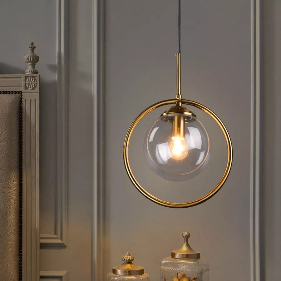 Brass Round Hanging Light