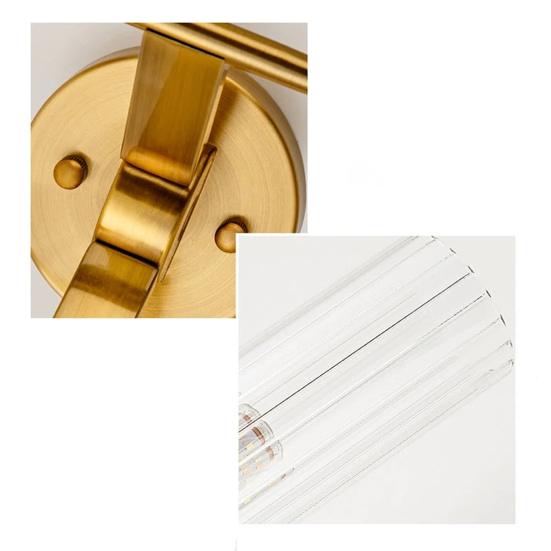 Glass Brass Golden Single Walllight