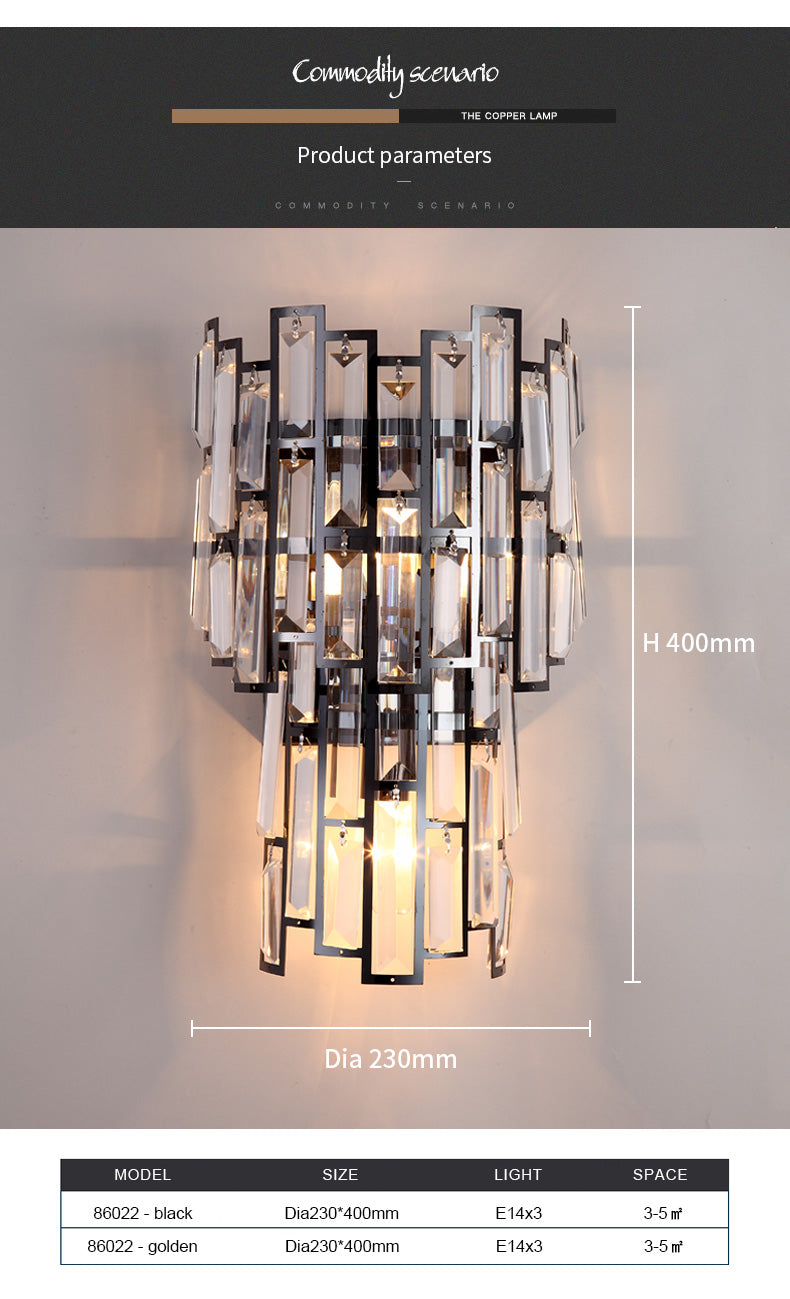 Modern Black Crystal Walllight