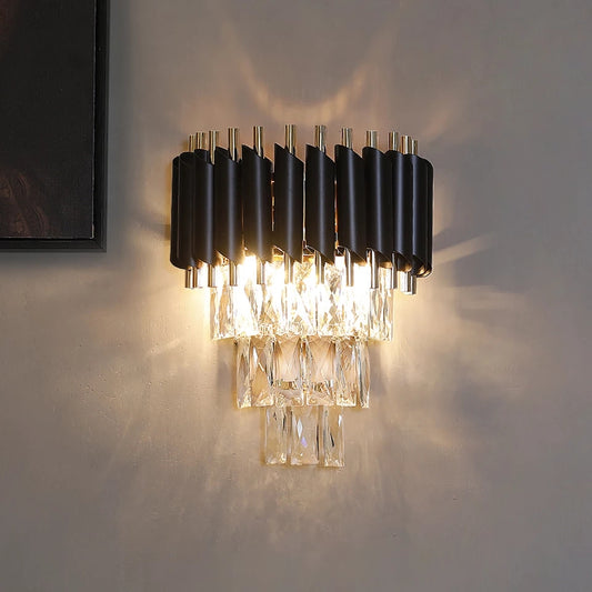 Modern Lyster Black Crystal Walllight