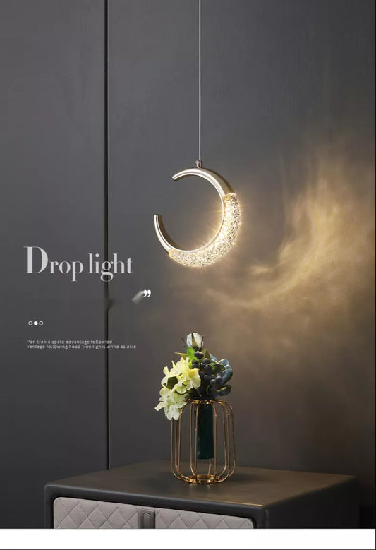 Led Crystal Moon Hanging Light