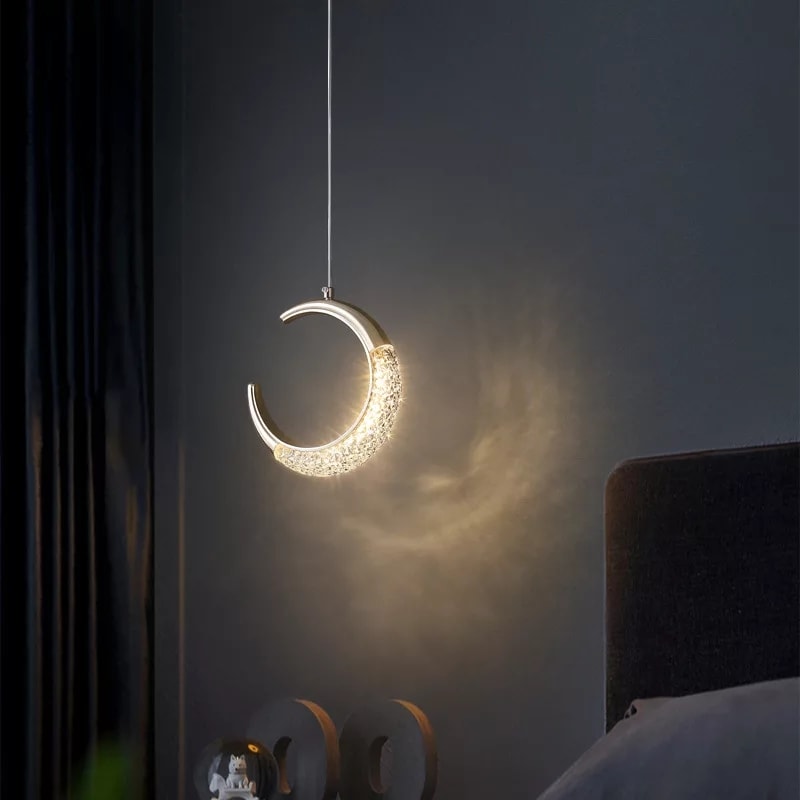 Led Crystal Moon Hanging Light