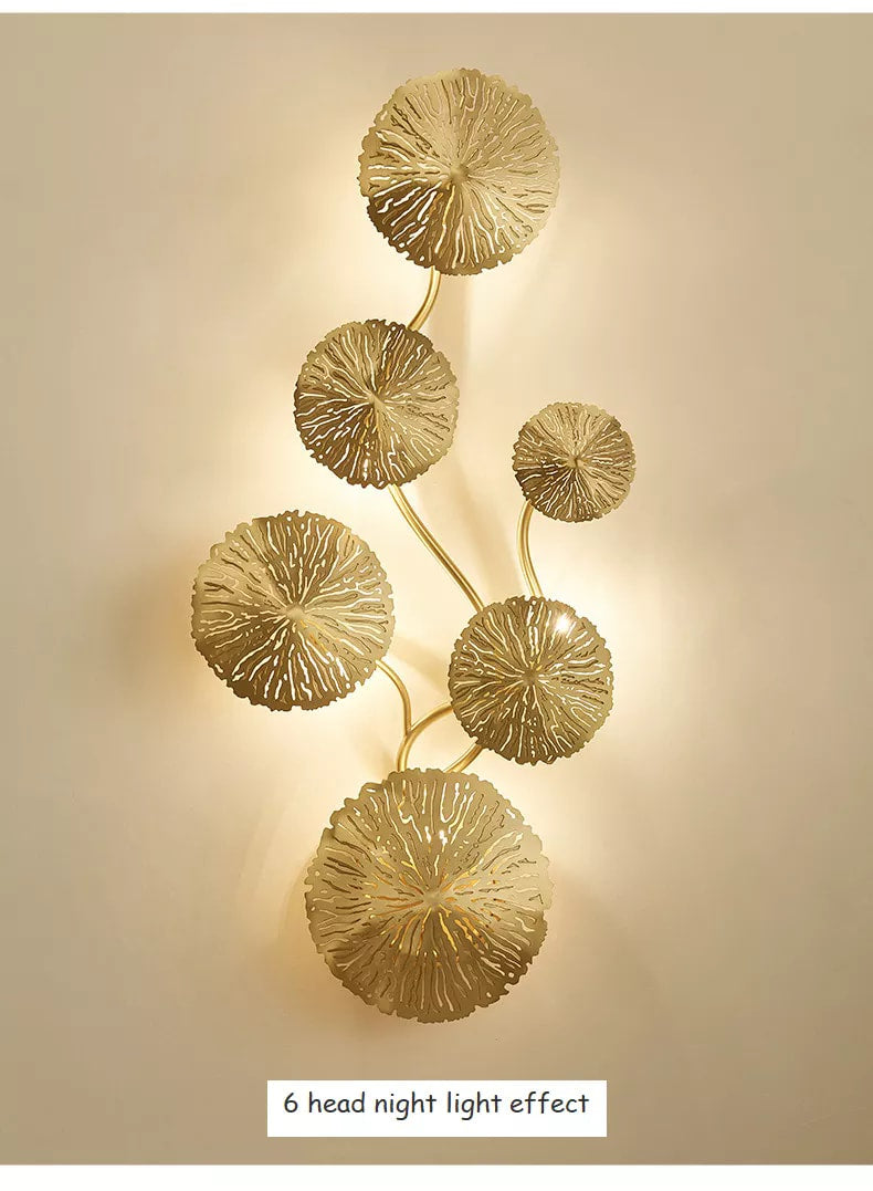 Gloden Flower Decorative Leaf Head Wall lamp