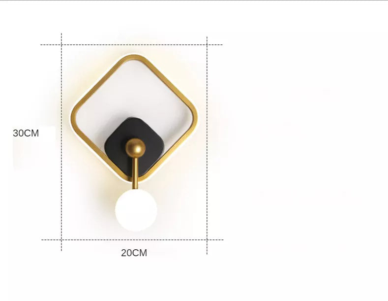 Led Black & Golden Square Pendulum WallLamp