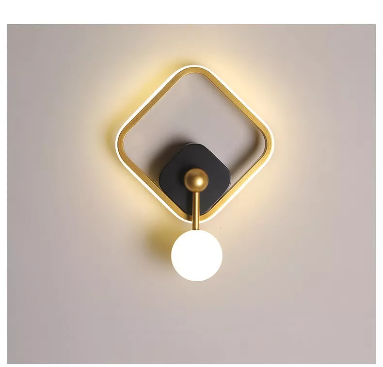 Led Black & Golden Square Pendulum WallLamp