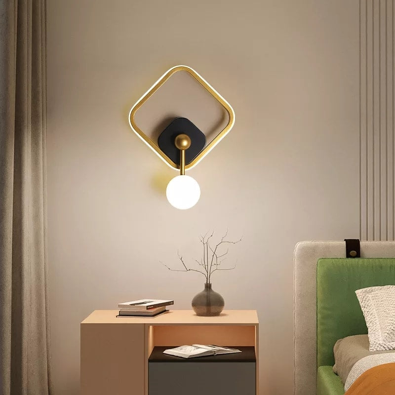 Led Black & Golden Square Pendulum WallLamp