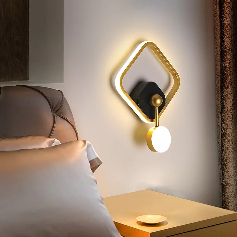 Led Black & Golden Square Pendulum WallLamp