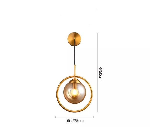 Hanging Golden Brass Globe Wall Lamp