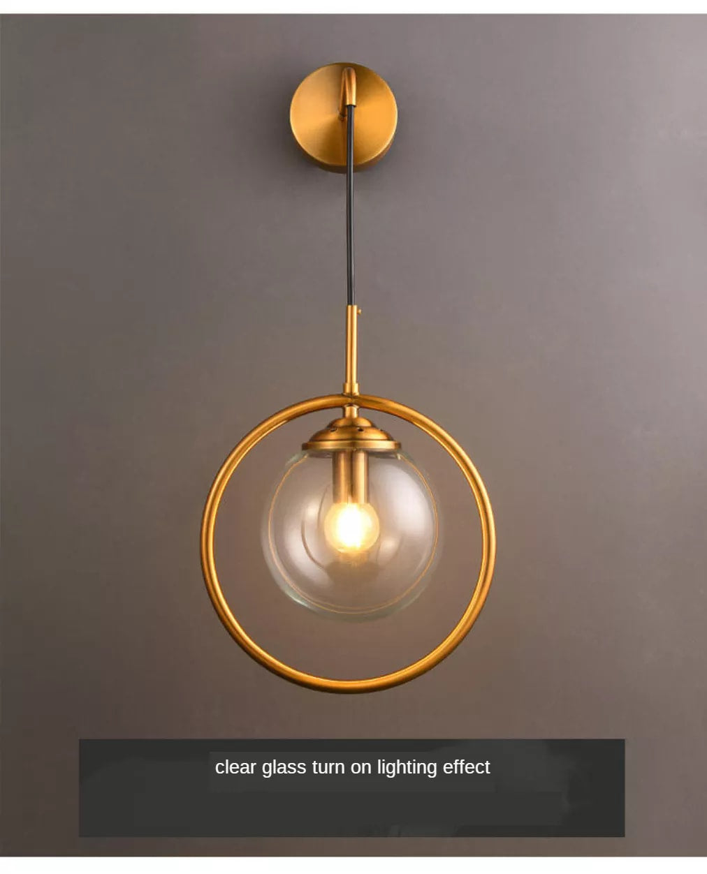 Hanging Golden Brass Globe Wall Lamp