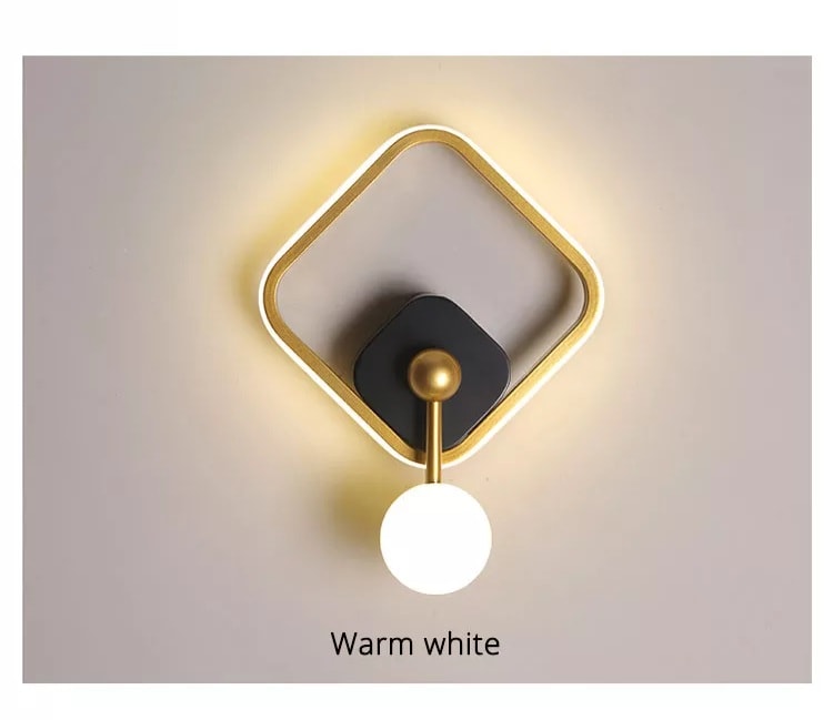 Led Black & Golden Square Pendulum WallLamp