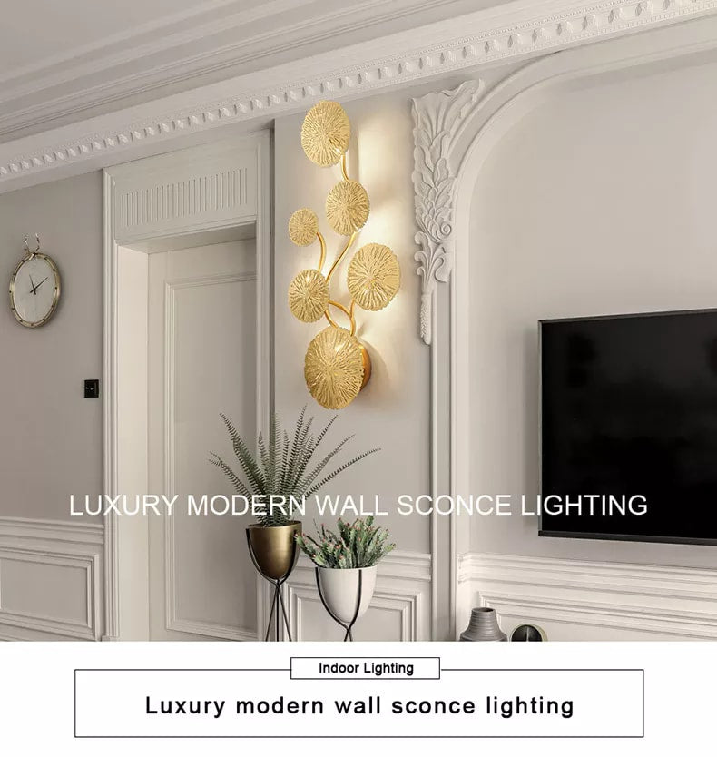 Gloden Flower Decorative Leaf Head Wall lamp