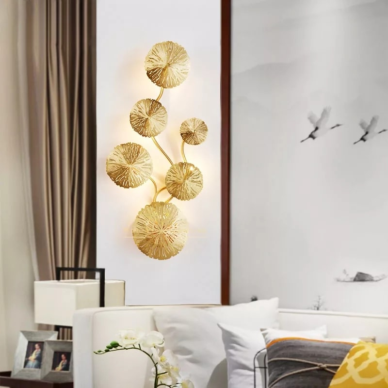 Gloden Flower Decorative Leaf Head Wall lamp