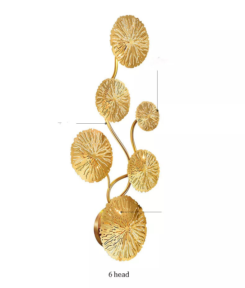 Gloden Flower Decorative Leaf Head Wall lamp