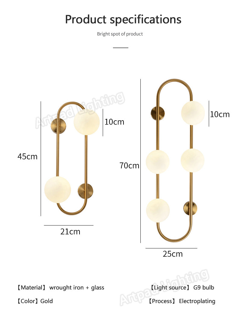 Brass Metallic Long Nordic Walllight