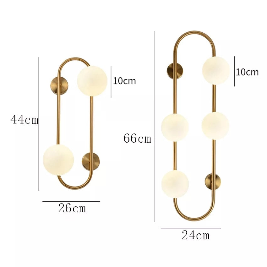 Brass Metallic Long Nordic Walllight