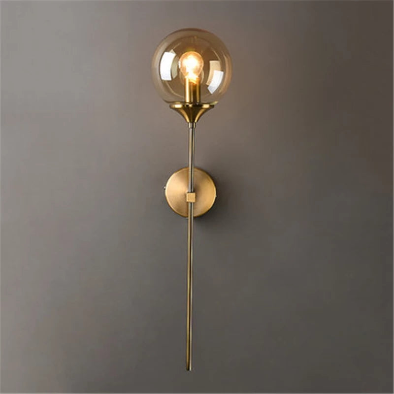 Antique Brass Golden Long Globe Walllight