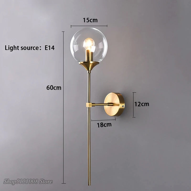 Antique Brass Golden Long Globe Walllight