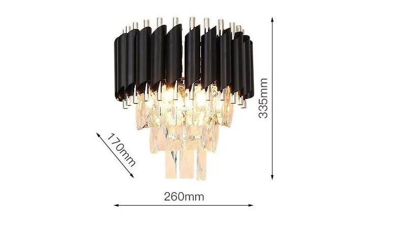 Modern Lyster Black Crystal Walllight