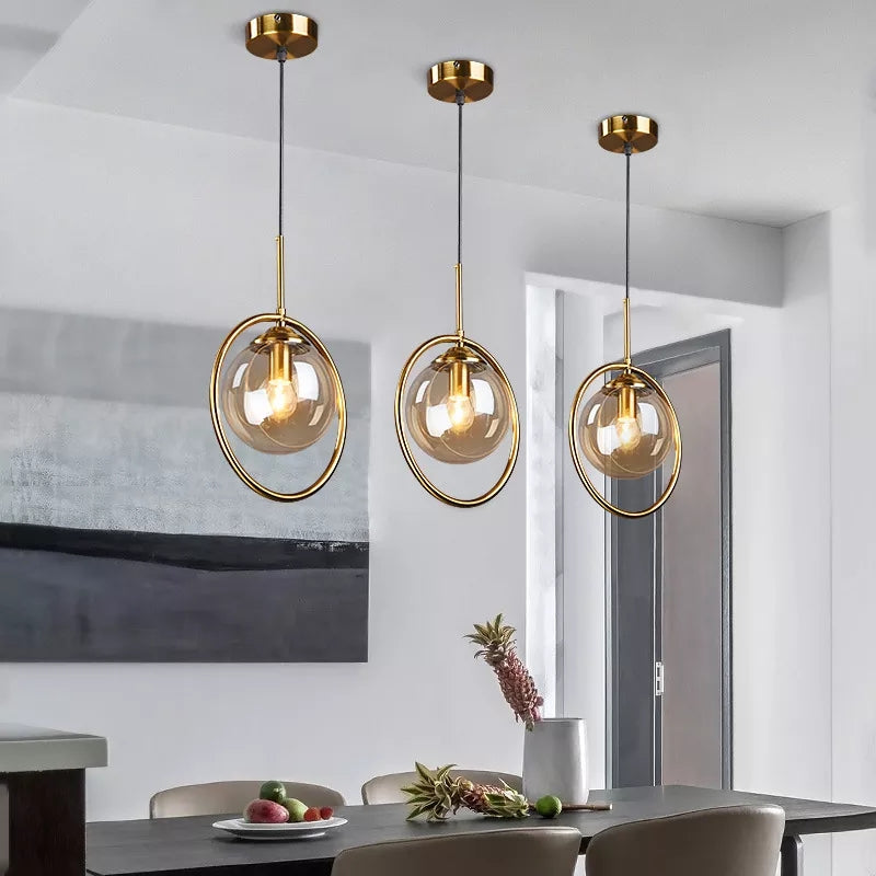 Brass Round Hanging Light