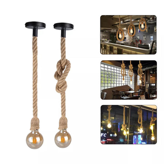 Rope Style Antique Hanging Light With Led Edition Bulb