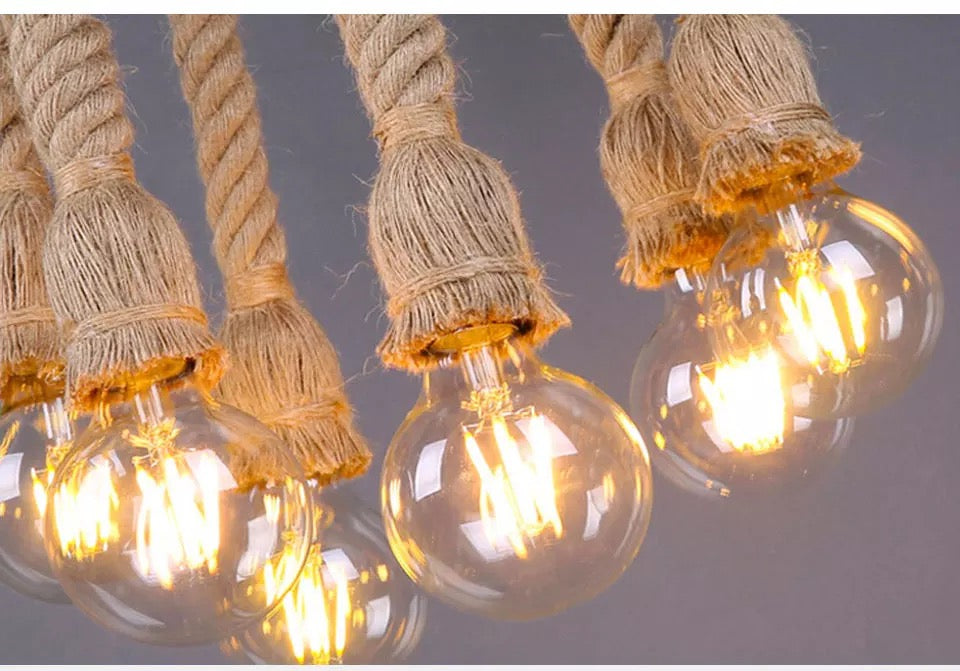 Rope Style Antique Hanging Light With Led Edition Bulb