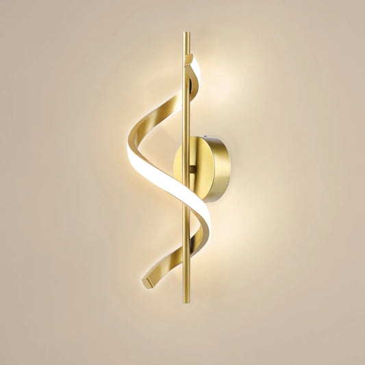 Spiral Metallic Golden Modern Wall Lamp