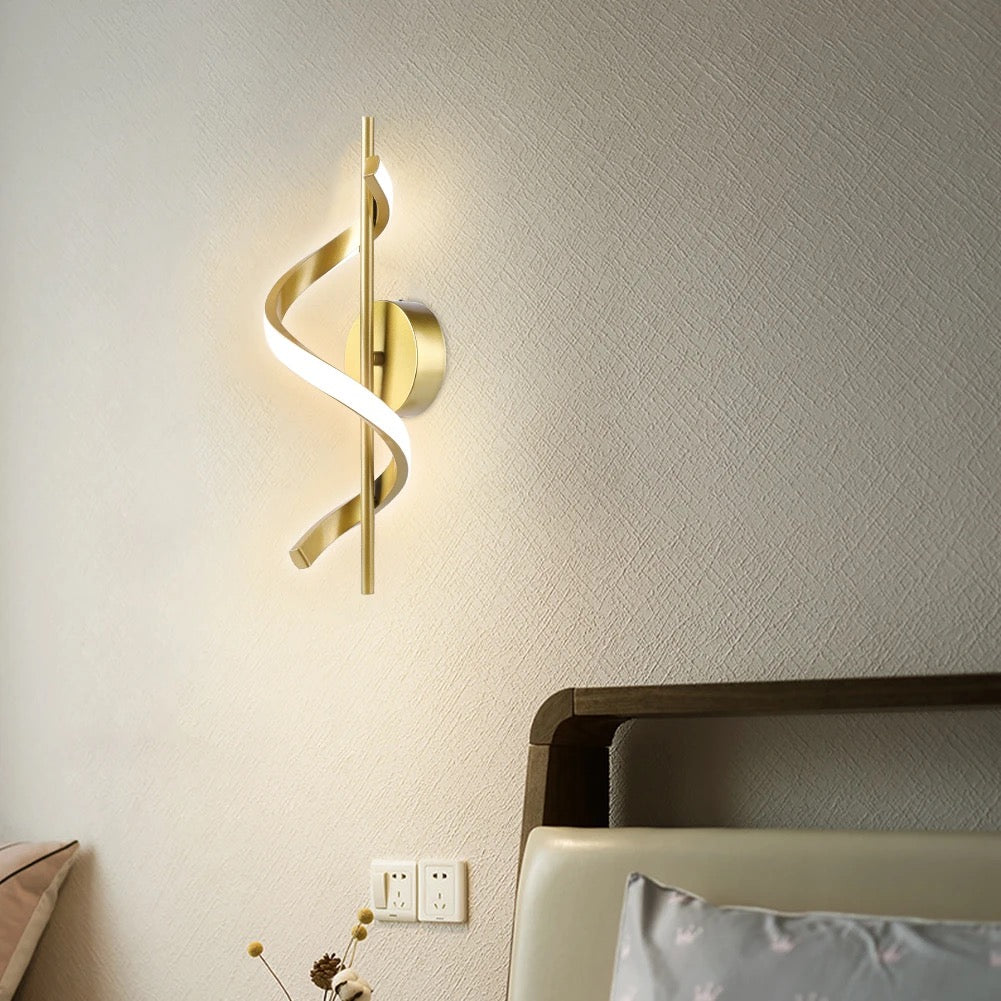 Spiral Metallic Golden Modern Wall Lamp