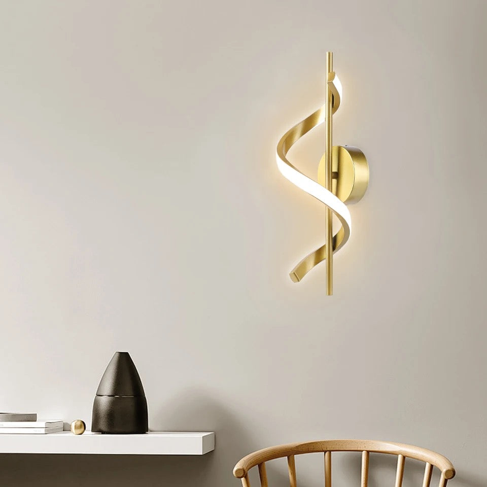 Spiral Metallic Golden Modern Wall Lamp