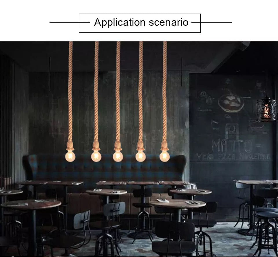 Rope Style Antique Hanging Light With Led Edition Bulb