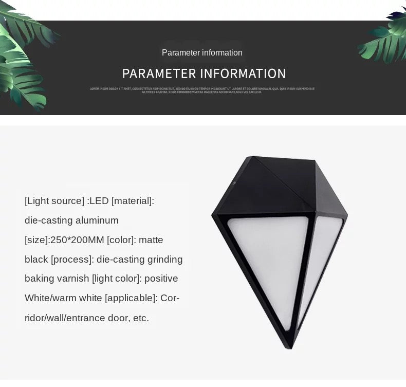 Triangular Black Outdoor Wall Light