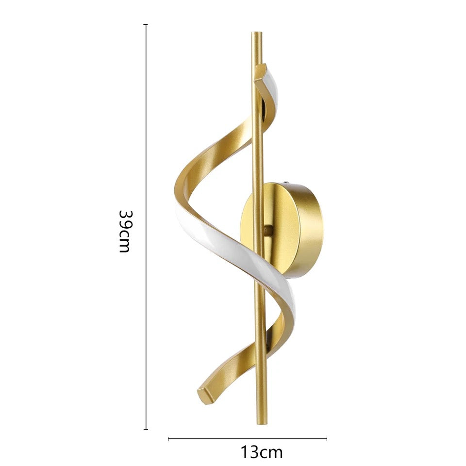 Spiral Metallic Golden Modern Wall Lamp